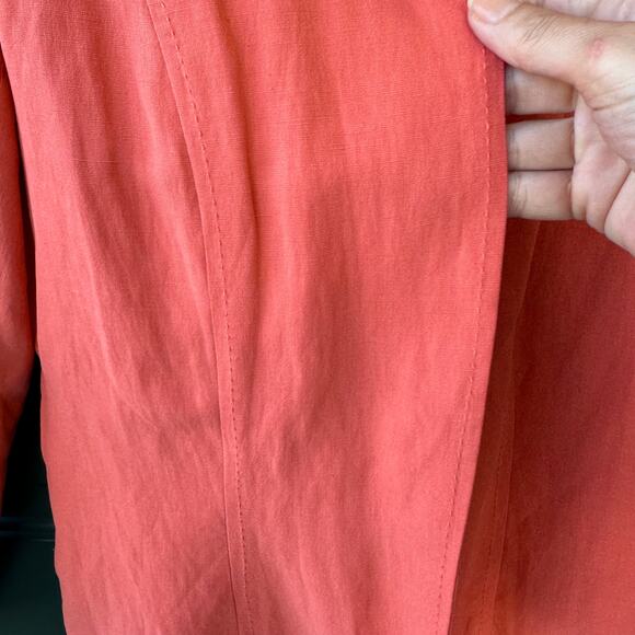 Coldwater Creek Melon Pink Silk Linen Blazer S Open Front Career Polished Chic - Picture 3 of 7